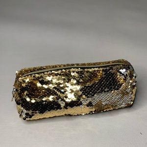 Gold Sequin Cosmetic Pouch